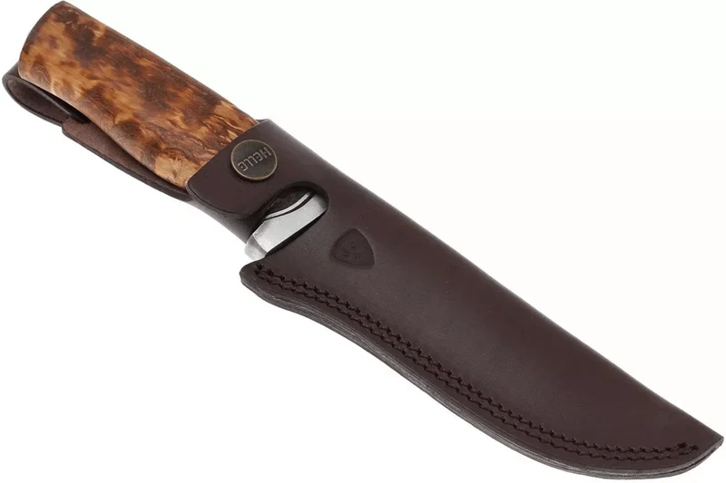 Couteau Helle GT H036 lame en acier inox 12,3cm manche en bouleau frisé + étui en cuir