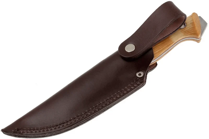 Couteau Helle Utvaer H600 lame en acier 10cm manche en bouleau frisé + étui en cuir