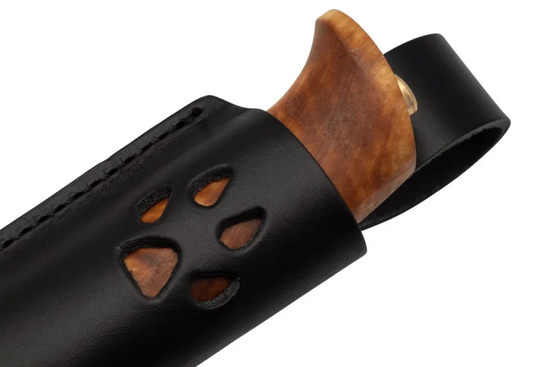 Couteau Helle Gaupe H310 lame en acier inox 10,7cm manche en bois de bouleau + étui en cuir
