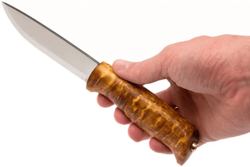 Couteau Helle Gaupe H310 lame en acier inox 10,7cm manche en bois de bouleau + étui en cuir