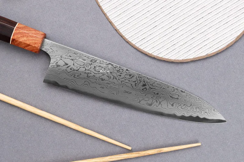 Couteau de chef 21cm japonais artisanal Toshihiro Wakui Aogami 2 damas laminé