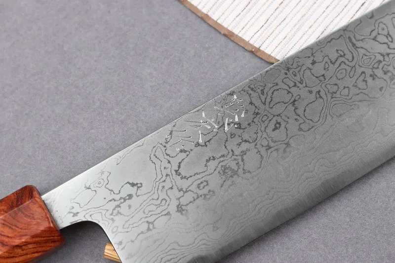 Couteau nakiri 16,5cm japonais artisanal Toshihiro Wakui Aogami 2 damas laminé