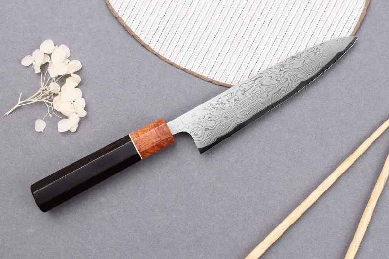 Couteau universel 15cm japonais artisanal Toshihiro Wakui Aogami 2 damas laminé