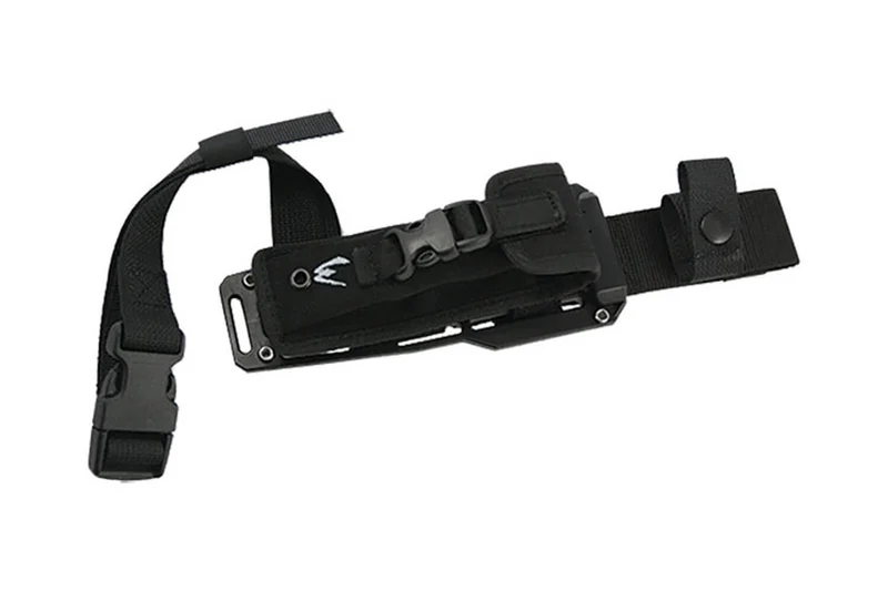 Couteau Wildsteer Wing-Tactic WING06213 lame semi-dentée 12,5cm sans logo GIGN manche kraton noir + brise-vitre + étui POM