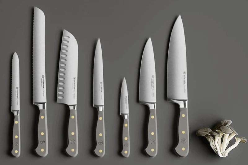Bloc de 7 couteaux Wusthof Classic Colour Velvet Oyster forgés
