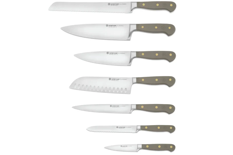 Bloc de 7 couteaux Wusthof Classic Colour Velvet Oyster forgés