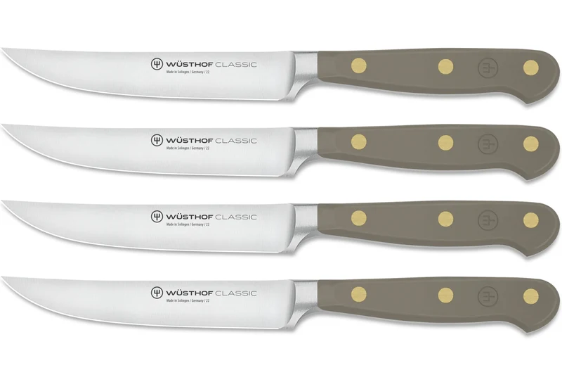 Set de 4 couteaux à steak Wusthof Classic Colour Velvet Oyster forgés lame 12cm