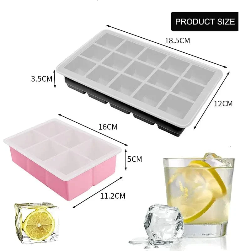 Bac à Glaçons 6 compartiments - en Silicone avec Couvercle