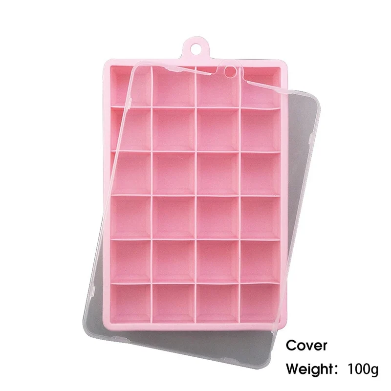Bac à glaçons 24 compartiments - en silicone avec couvercle
