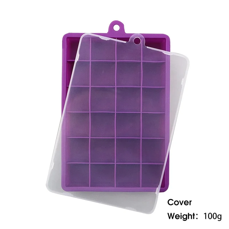 Bac à glaçons 24 compartiments - en silicone avec couvercle