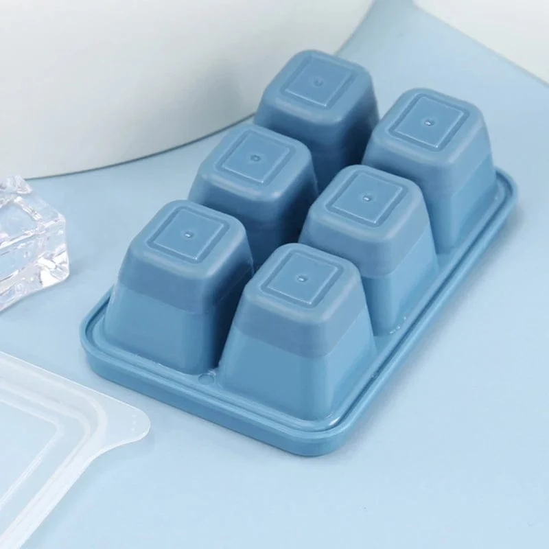 3 Bacs à glaçons de 6 compartiments en plastique avec couvercle