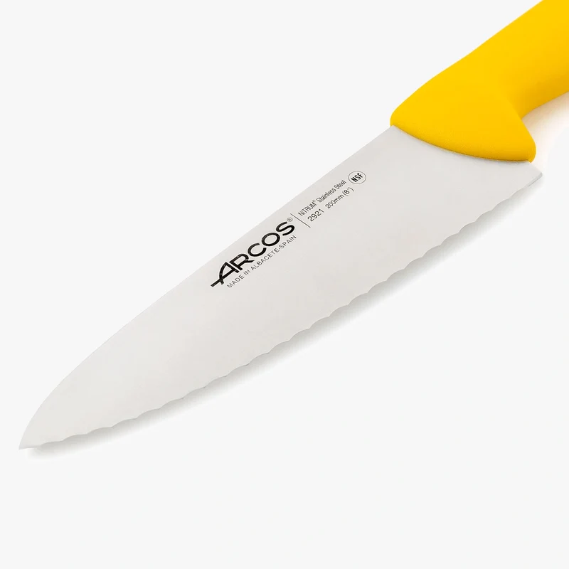 Cuchillo Cocinero de Filo Serrado color amarillo Serie 2900 200 mm