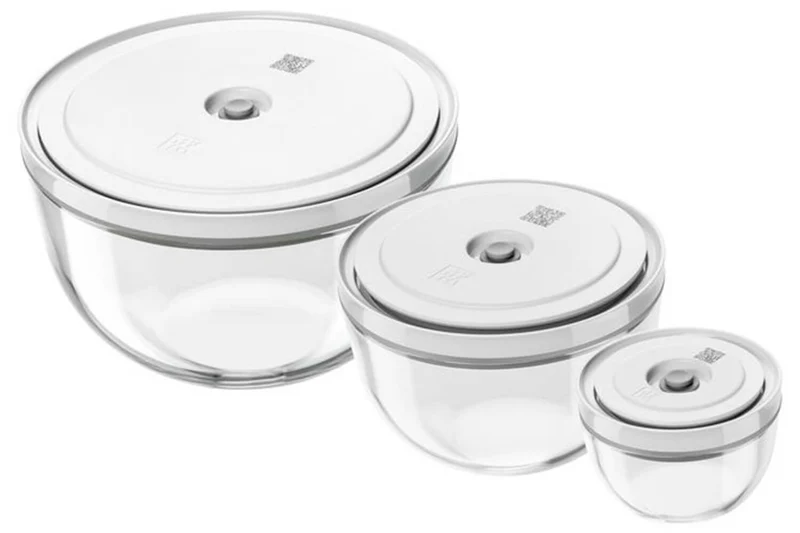 Set de 3 bols sous vide Zwilling Fresh & Save en verre borosilicate avec couvercle