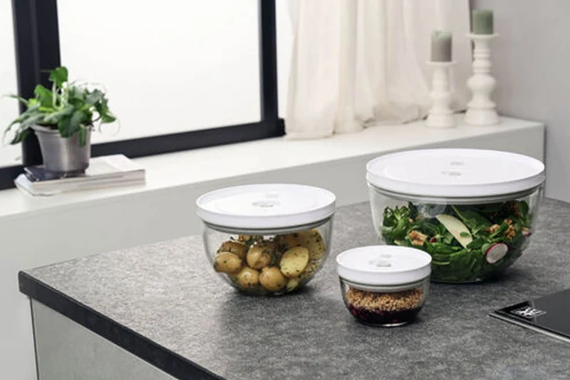 Set de 3 bols sous vide Zwilling Fresh & Save en verre borosilicate avec couvercle