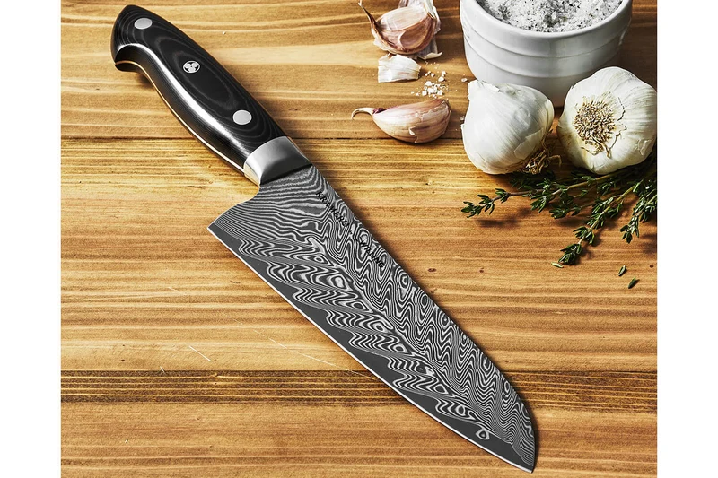 Couteau santoku japonais Zwilling Kramer Euro Stainless 18cm damassé manche en micarta