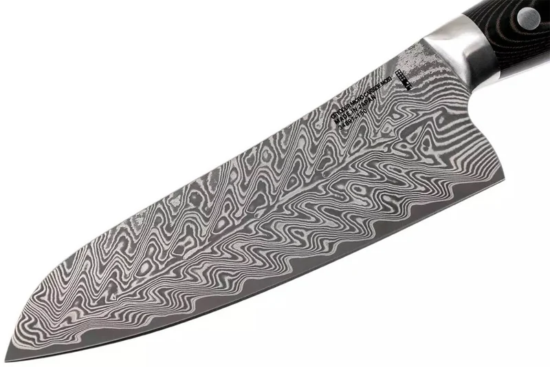 Couteau santoku japonais Zwilling Kramer Euro Stainless 18cm damassé manche en micarta