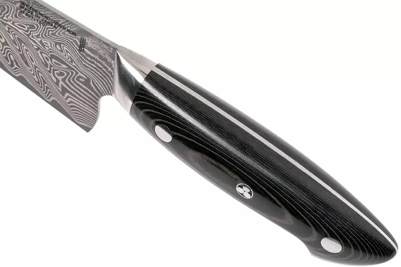 Couteau santoku japonais Zwilling Kramer Euro Stainless 18cm damassé manche en micarta