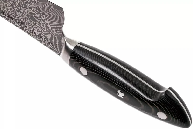 Couteau santoku japonais Zwilling Kramer Euro Stainless 18cm damassé manche en micarta