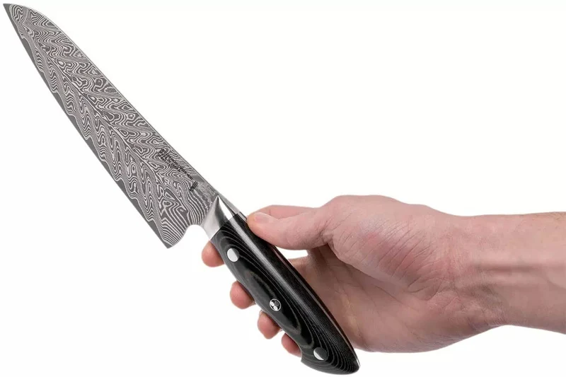 Couteau santoku japonais Zwilling Kramer Euro Stainless 18cm damassé manche en micarta