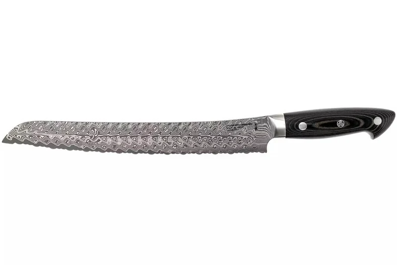 Couteau à pain japonais Zwilling Kramer Euro Stainless 26cm damassé manche en micarta