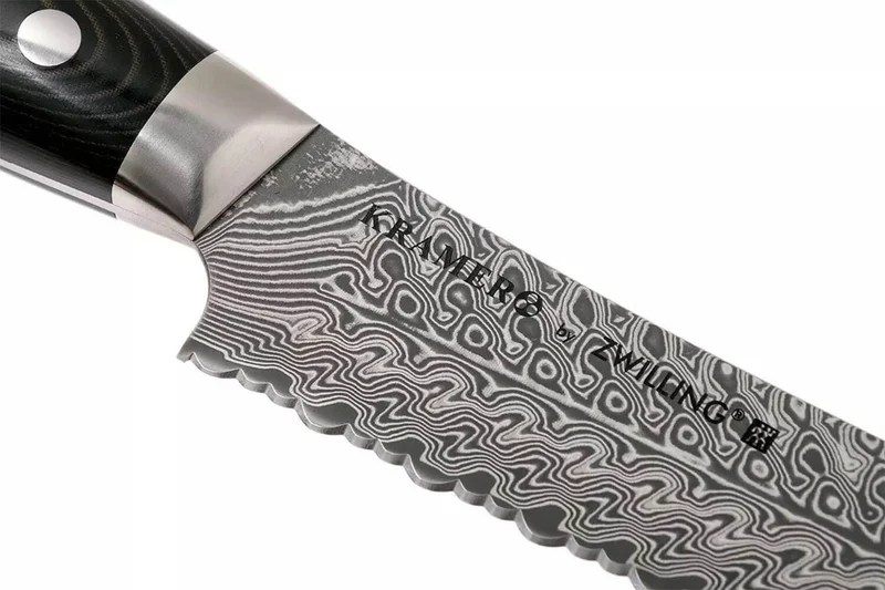 Couteau à pain japonais Zwilling Kramer Euro Stainless 26cm damassé manche en micarta