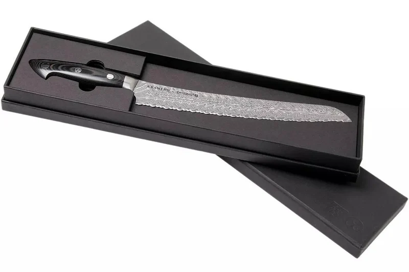 Couteau à pain japonais Zwilling Kramer Euro Stainless 26cm damassé manche en micarta