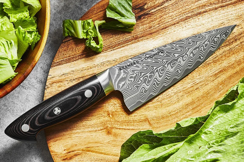 Couteau de chef japonais Zwilling Kramer Euro Stainless 16cm damassé manche en micarta