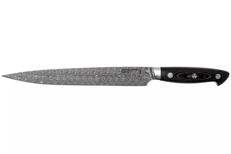 Couteau à trancher japonais Zwilling Kramer Euro Stainless 23cm damassé manche en micarta