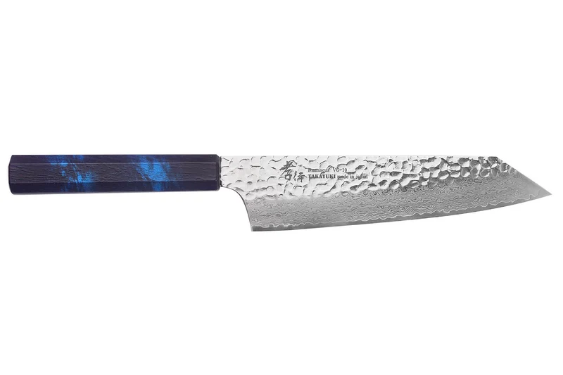 Couteau kiritsuke japonais 19cm Sakai Takayuki Nanairo Blue Damas VG10