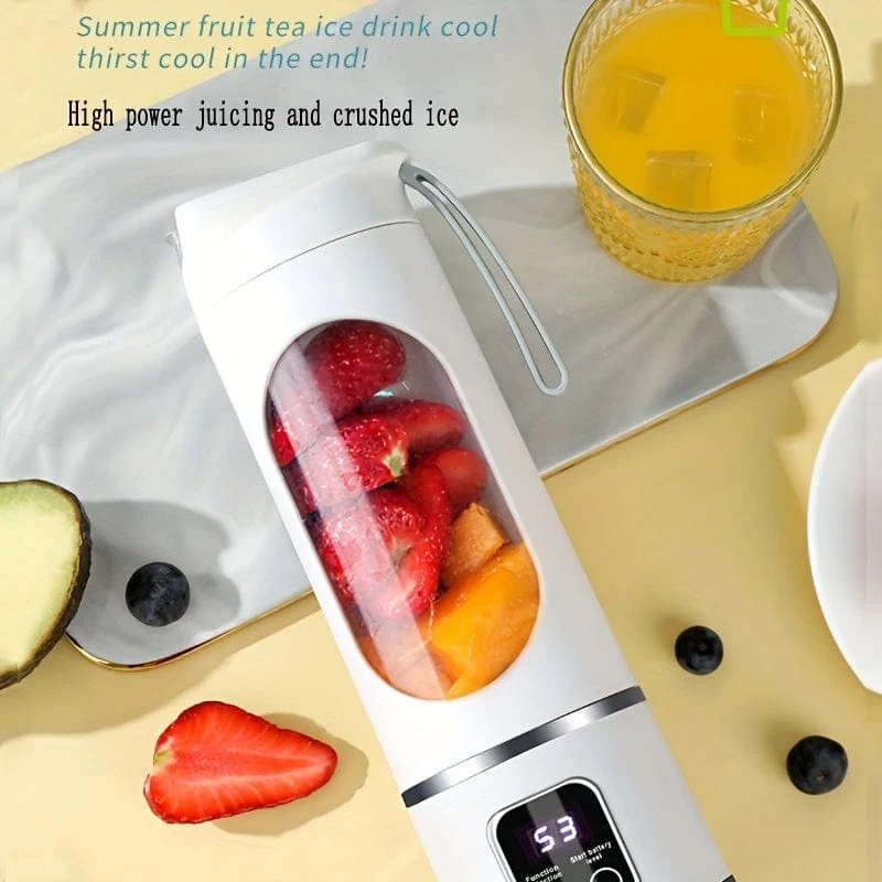 Blender USB Rechargeable avec affichage LED - 450ml, idéal smoothies & milkshakes