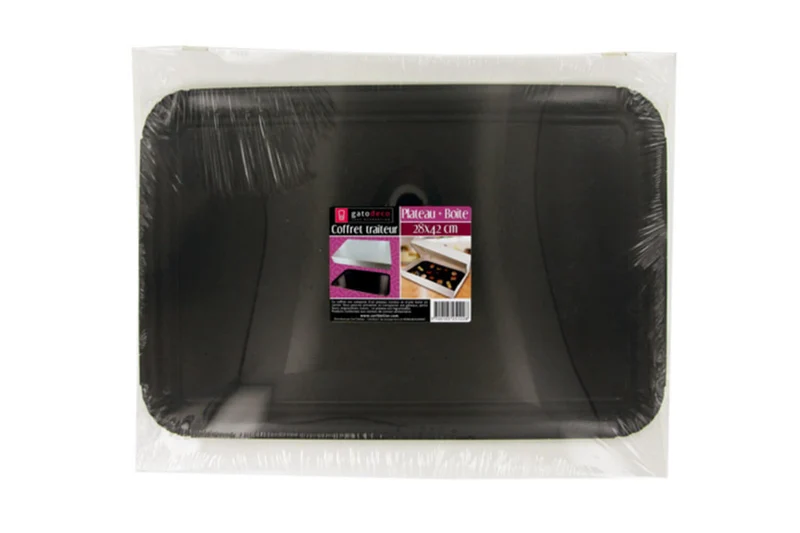Boîte traiteur blanche Patisdécor avec plateau noir 43x29cm