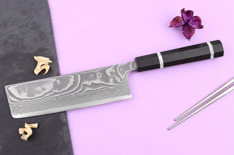 Couteau nakiri 16,5cm japonais artisanal Yuzo Kanko Damas SG2