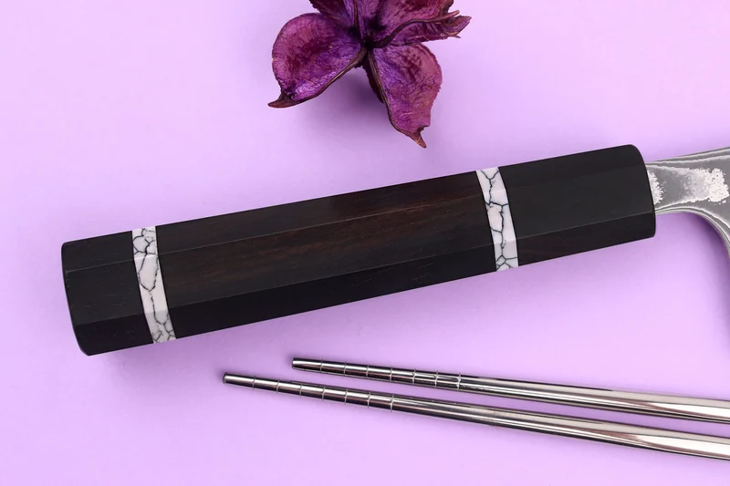 Couteau nakiri 16,5cm japonais artisanal Yuzo Kanko Damas SG2