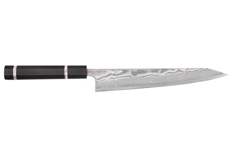 Couteau sujihiki kiritsuke 24cm japonais artisanal Yuzo Kanko Damas SG2