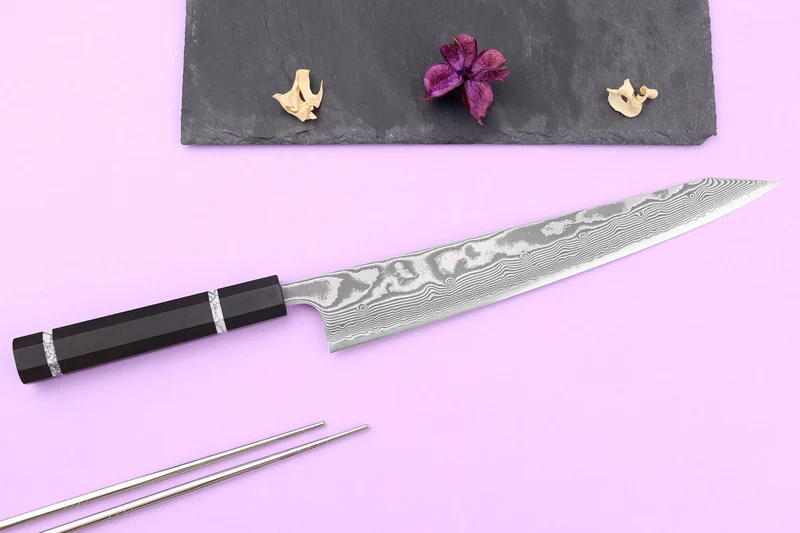 Couteau sujihiki kiritsuke 27cm japonais artisanal Yuzo Kanko Damas SG2