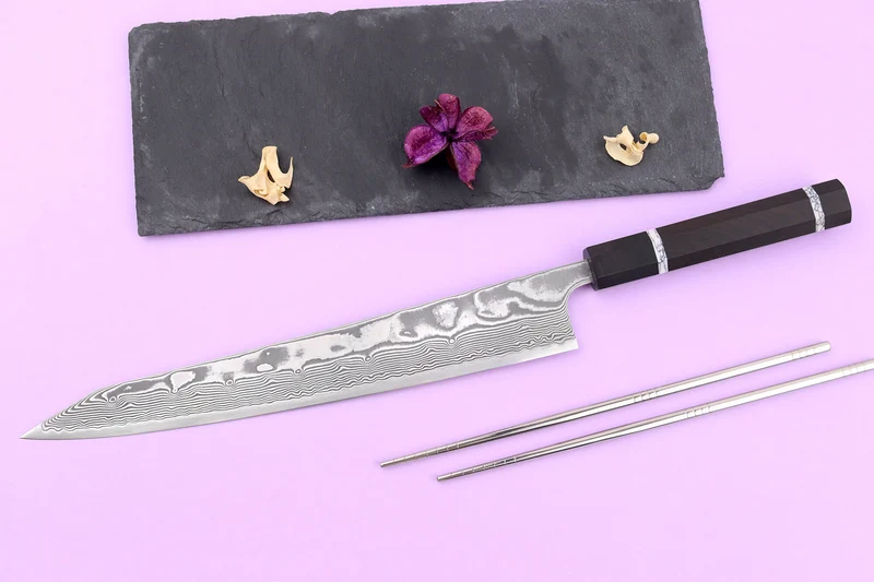 Couteau sujihiki kiritsuke 27cm japonais artisanal Yuzo Kanko Damas SG2