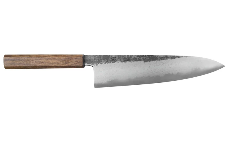 Couteau de chef 24cm japonais artisanal Hado Sumi B1D manche en chêne