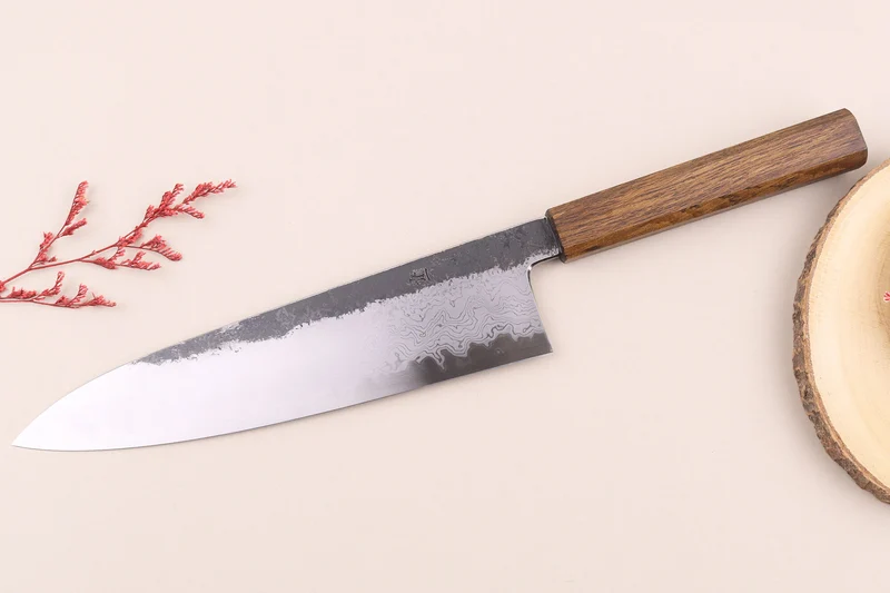 Couteau de chef 24cm japonais artisanal Hado Sumi B1D manche en chêne