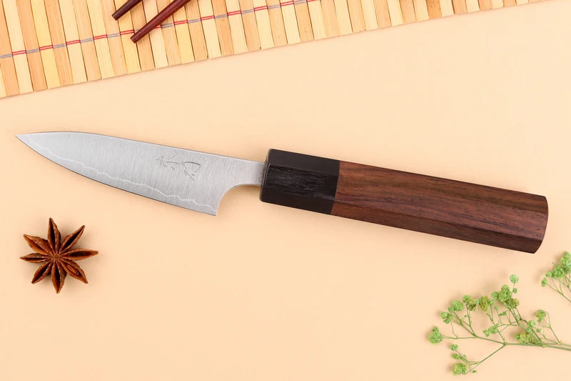 Couteau d'office japonais artisanal Shibata Koutetsu AS 8cm