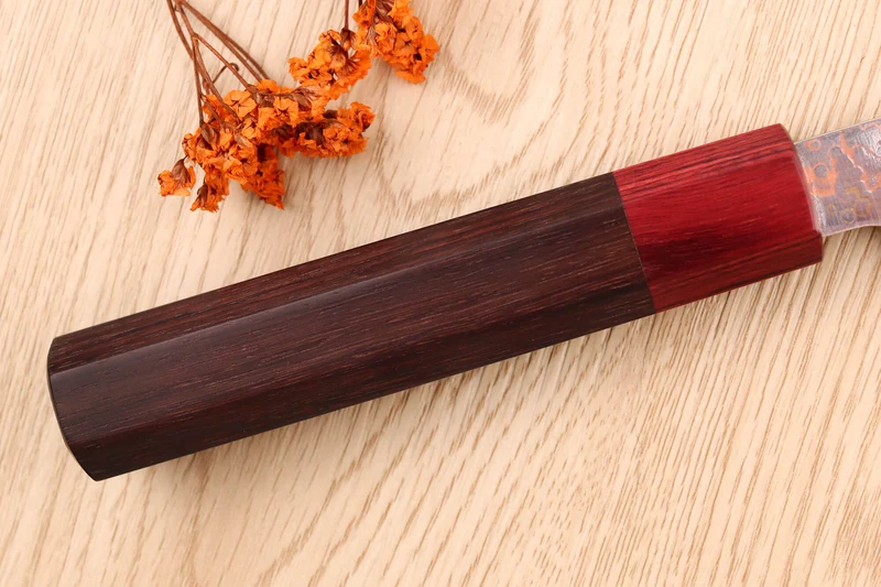 Couteau bunka 16,5cm japonais artisanal Takeshi Saji VG10 Rainbow
