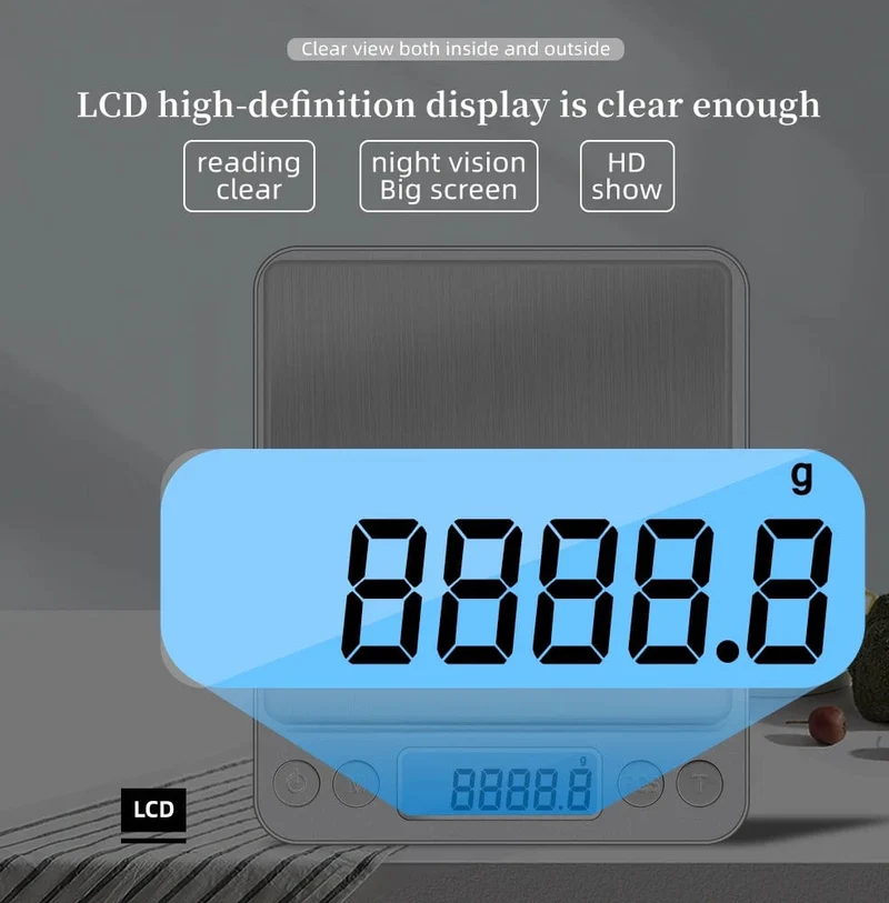 Balance de précision digitale 3000g 0.1g LCD Cuisine Alimentaire 3Kg