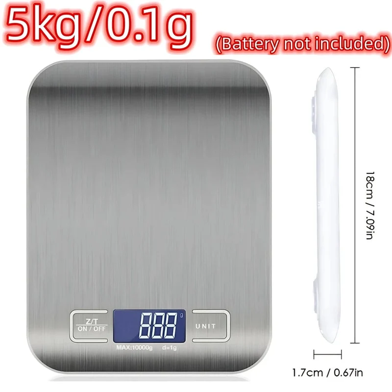 Balance de cuisine numérique en acier inoxydable 5kg/10kg