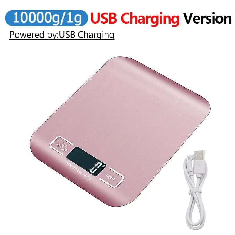 Balance de cuisine rechargeable par USB avec écran LCD