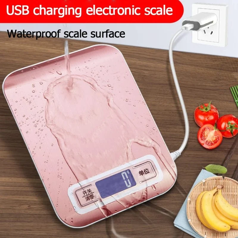 Balance de cuisine rechargeable par USB avec écran LCD
