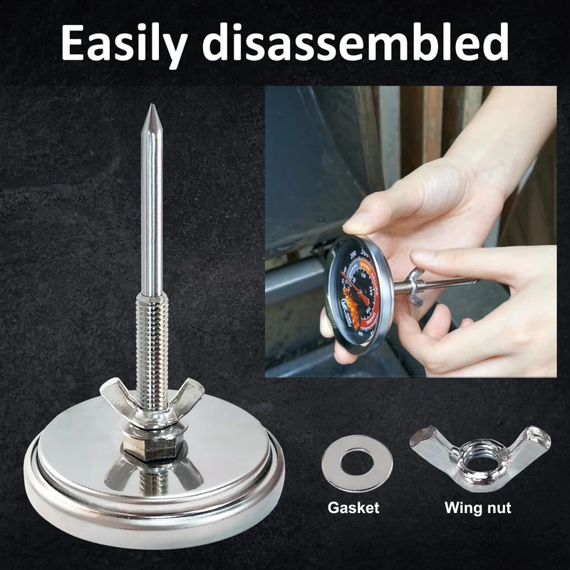 Thermomètre de Gril pour Barbecue en Inox avec Cadran - 400°C - KT THERMO