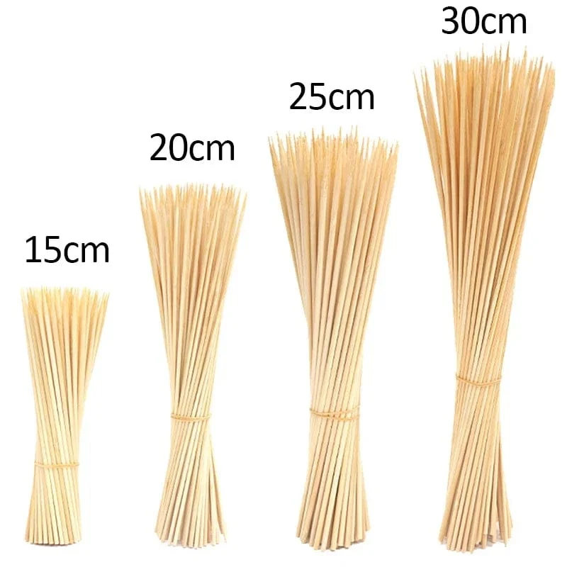 Lot de 90 Pics en Bambou pour Barbecue, Fruits et Snacks - 15/20/25/30cm