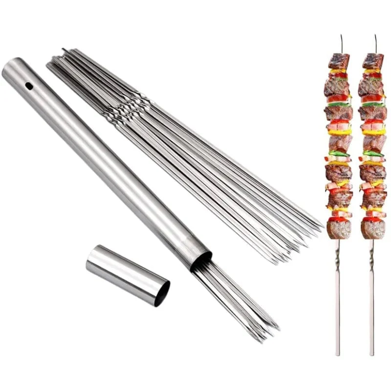 Brochettes de Barbecue réutilisables en acier inoxydable (Lots)