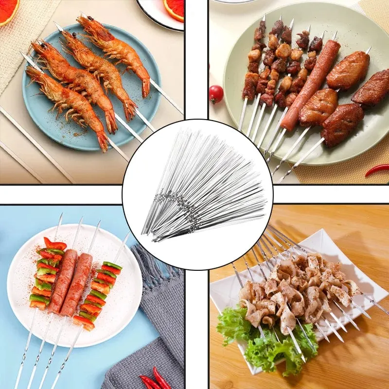 Brochettes de Barbecue réutilisables en acier inoxydable (Lots)