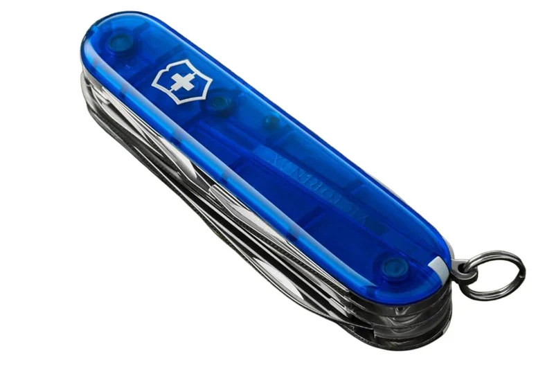 Couteau suisse Victorinox Huntsman bleu translucide 91mm 15 fonctions