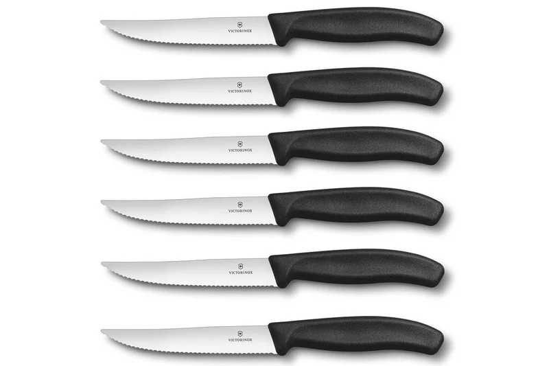 6 Couteaux à steak Victorinox lame crantée 12cm manche noir